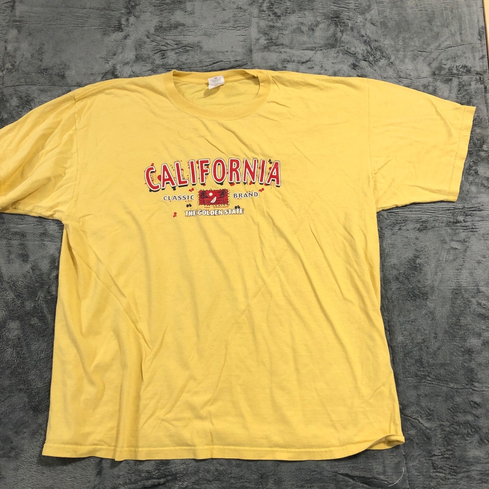 Anvil California Graphic T Shirt Mens 2X Yellow Classic Brand Golden State